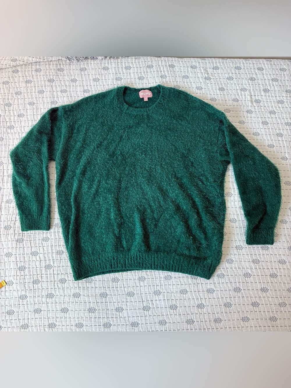 Show Me Your MuMu Women's Emerald Green Fuzzy Crewneck Sweater
